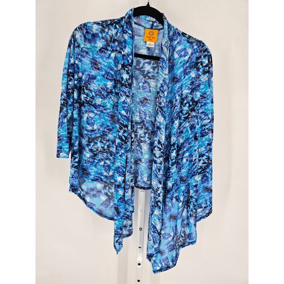 Ruby Rd womens Sz PL Petite Open Front 3/4 Sleeve Lightweight Cardigan Blue - Picture 1 of 4